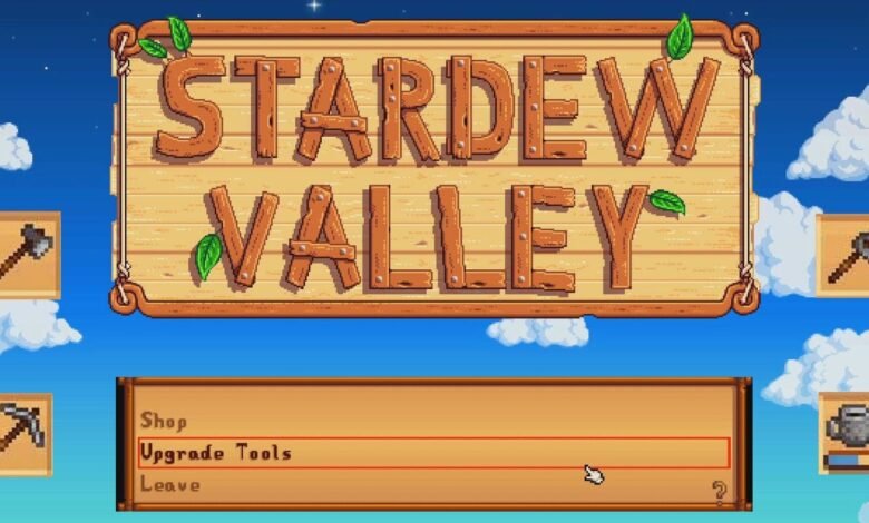 Stardew Valley logo and tools