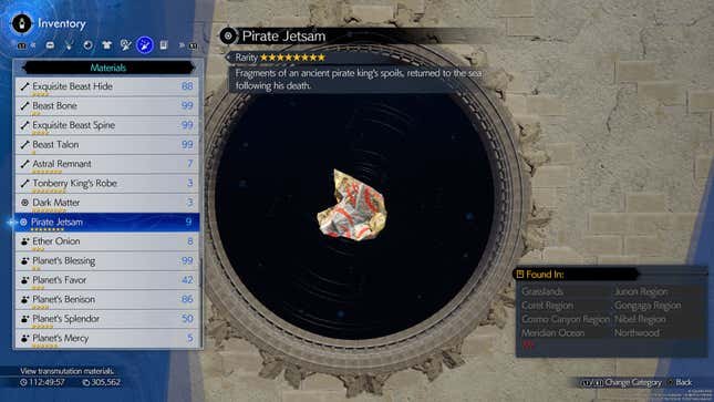 A screenshot of a menu shows Pirate Jetsam, among other crafting materials.